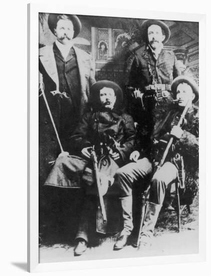 The James-Younger Gang (L-R): Cole Younger Jesse James Bob Younger Frank James-null-Framed Photographic Print