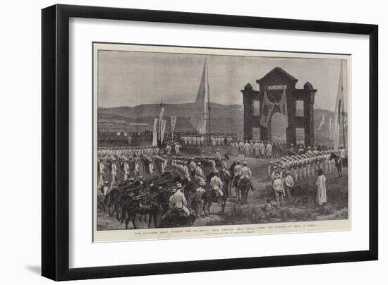 The Japanese Army Passing the Triumphal Arch Erected Near Seoul after the Victory at Asan, in Corea-Richard Caton Woodville II-Framed Giclee Print