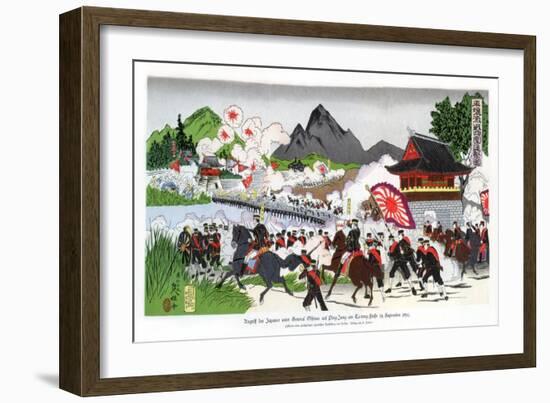 The Japanese Led by General Oshima Invade Ping Yang, Korea, 14 September 1894-null-Framed Giclee Print