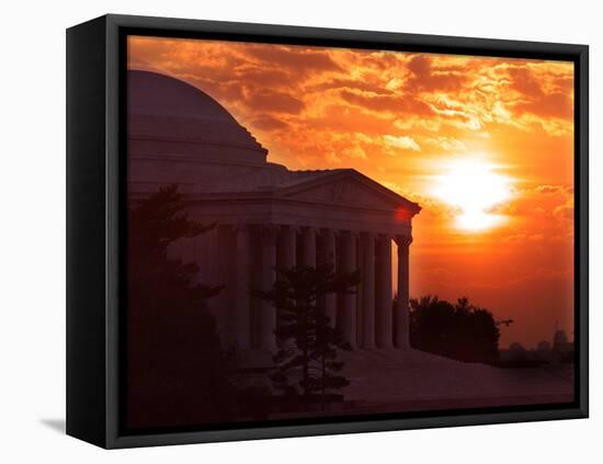 The Jefferson Memorial is Seen at the End of a Record High Temperature Day-null-Framed Stretched Canvas
