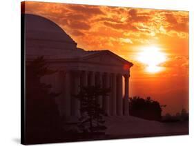 The Jefferson Memorial is Seen at the End of a Record High Temperature Day-null-Stretched Canvas