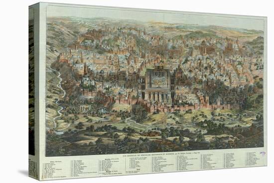 The Jerusalem Map (Vue Générale De Jérusalem Historique Et Modern), Ca 1862-Adolf Eltzner-Stretched Canvas