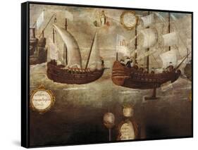 The Jesuits Arriving by Ship Off the Coast of New Granada-null-Framed Stretched Canvas