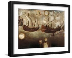 The Jesuits Arriving by Ship Off the Coast of New Granada-null-Framed Giclee Print