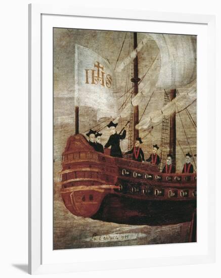 The Jesuits Arriving by Ship Off the Coast of New Granada-null-Framed Giclee Print