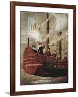 The Jesuits Arriving by Ship Off the Coast of New Granada-null-Framed Giclee Print