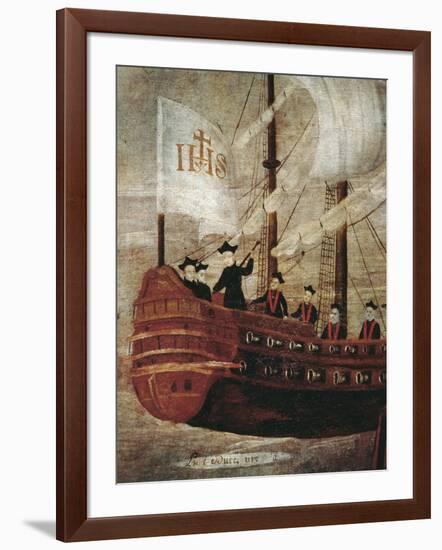 The Jesuits Arriving by Ship Off the Coast of New Granada-null-Framed Giclee Print