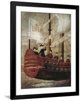 The Jesuits Arriving by Ship Off the Coast of New Granada-null-Framed Giclee Print