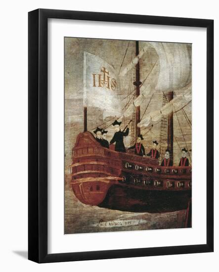 The Jesuits Arriving by Ship Off the Coast of New Granada-null-Framed Giclee Print