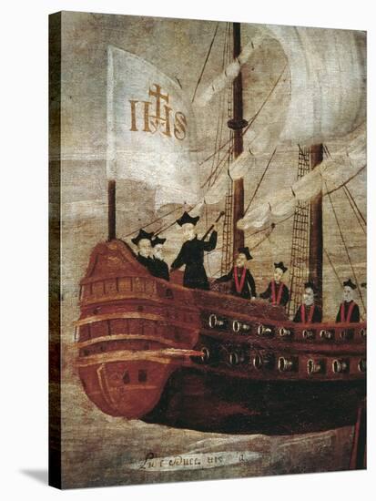 The Jesuits Arriving by Ship Off the Coast of New Granada-null-Stretched Canvas