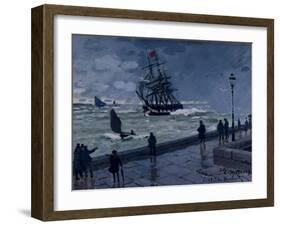 The Jetty at Le Havre, Bad Weather, 1870-Claude Monet-Framed Giclee Print