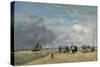 The Jetty at Trouville, 1869 (Oil on Canvas)-Eugene Louis Boudin-Stretched Canvas