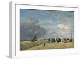 The Jetty at Trouville, 1869 (Oil on Canvas)-Eugene Louis Boudin-Framed Giclee Print