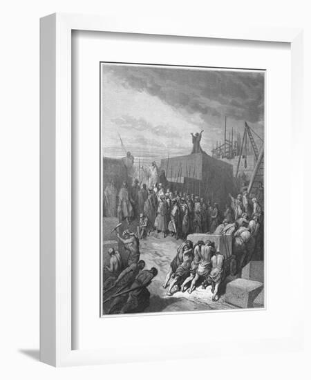 The Jews Rebuild the Temple of Jerusalem-Gustave Dor?-Framed Art Print