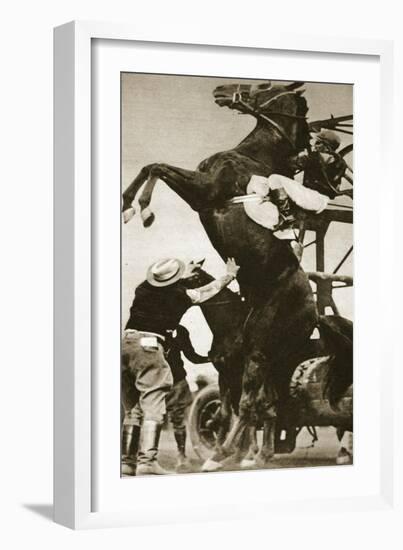 The Jockey Herbert Loses Control of His Horse at the Start of a Race in New York-null-Framed Giclee Print