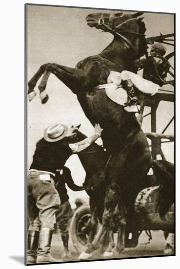 The Jockey Herbert Loses Control of His Horse at the Start of a Race in New York-null-Mounted Giclee Print