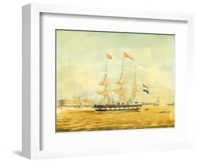 The Johan Melchior Kemper at Anchor by Rotterdam Harbour (Pencil, Pen and Ink and W/C on Paper)-Jacob Spin-Framed Giclee Print