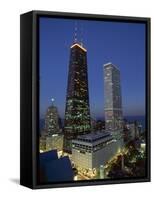 The John Hancock Center on Left, and the Old Water Tower in Low Centre, Chicago-Robert Francis-Framed Stretched Canvas