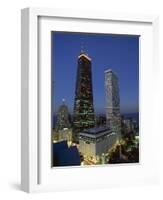 The John Hancock Center on Left, and the Old Water Tower in Low Centre, Chicago-Robert Francis-Framed Photographic Print