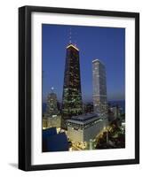 The John Hancock Center on Left, and the Old Water Tower in Low Centre, Chicago-Robert Francis-Framed Photographic Print