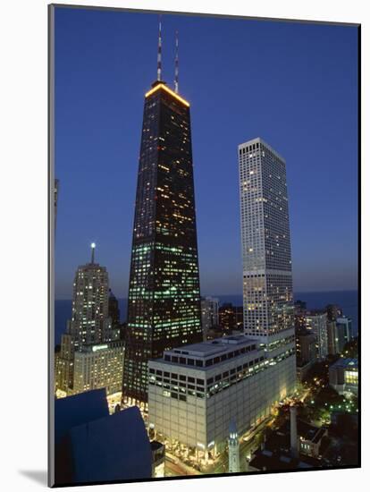 The John Hancock Center on Left, and the Old Water Tower in Low Centre, Chicago-Robert Francis-Mounted Photographic Print