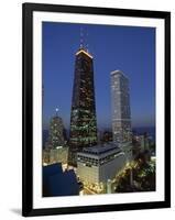 The John Hancock Center on Left, and the Old Water Tower in Low Centre, Chicago-Robert Francis-Framed Photographic Print