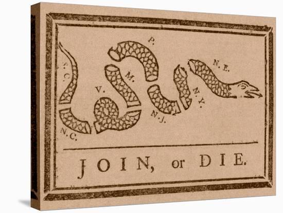 The Join Or Die Print Was a Political Cartoon Created by Benjamin Franklin-Stocktrek Images-Stretched Canvas