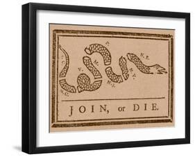 The Join Or Die Print Was a Political Cartoon Created by Benjamin Franklin-Stocktrek Images-Framed Premium Photographic Print