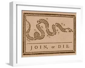 The Join Or Die Print Was a Political Cartoon Created by Benjamin Franklin-Stocktrek Images-Framed Premium Photographic Print