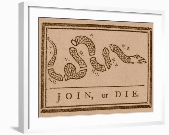 The Join Or Die Print Was a Political Cartoon Created by Benjamin Franklin-Stocktrek Images-Framed Photographic Print