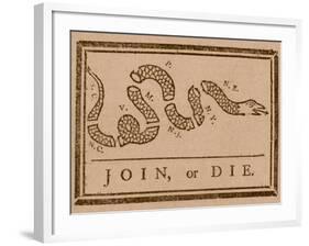 The Join Or Die Print Was a Political Cartoon Created by Benjamin Franklin-Stocktrek Images-Framed Photographic Print