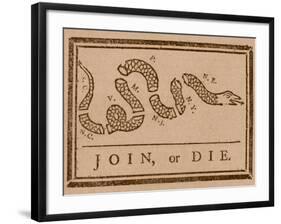 The Join Or Die Print Was a Political Cartoon Created by Benjamin Franklin-Stocktrek Images-Framed Photographic Print