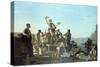 The Jolly Flatboatmen-George Caleb Bingham-Stretched Canvas