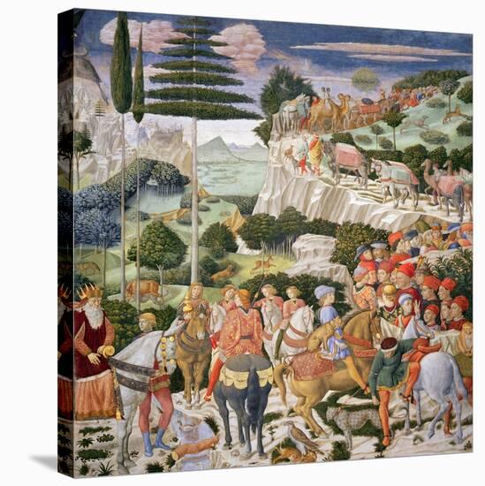 The Journey of the Magi to Bethlehem, the Left Hand Wall of the Chapel, circa 1460-Benozzo di Lese di Sandro Gozzoli-Stretched Canvas