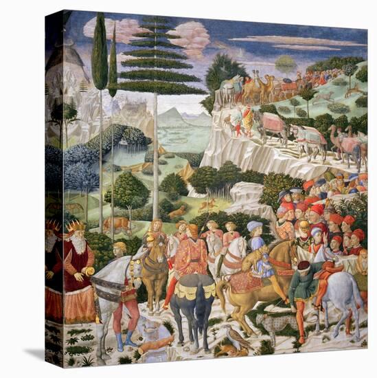 The Journey of the Magi to Bethlehem, the Left Hand Wall of the Chapel, circa 1460-Benozzo di Lese di Sandro Gozzoli-Stretched Canvas