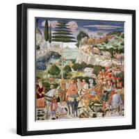 The Journey of the Magi to Bethlehem, the Left Hand Wall of the Chapel, circa 1460-Benozzo di Lese di Sandro Gozzoli-Framed Giclee Print