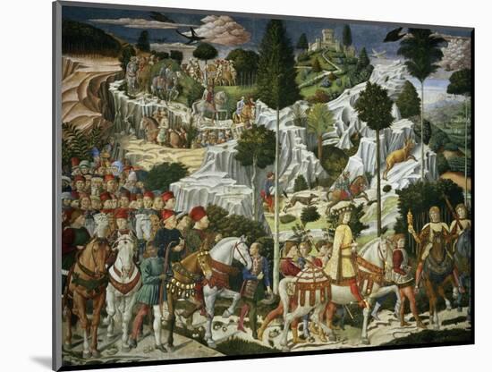 The Journey of the Magi to Bethlehem, the Right Hand Wall of the Chapel, circa 1460-Benozzo di Lese di Sandro Gozzoli-Mounted Giclee Print