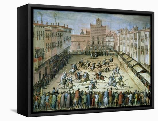 The Joust in the Piazza Santa Croce, Florence, 1555-Jan van der Straet-Framed Stretched Canvas