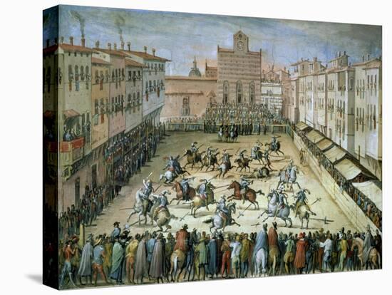 The Joust in the Piazza Santa Croce, Florence, 1555-Jan van der Straet-Stretched Canvas