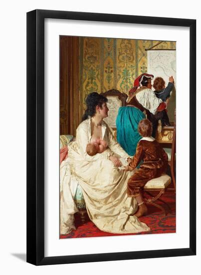 The Joys of the Good Mother, 1877 (Painting)-Giuseppe Sciuti-Framed Giclee Print