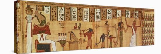 The Judgement of Osiris, Detail from a Book of the Dead, Late Period (Papyrus)-null-Stretched Canvas