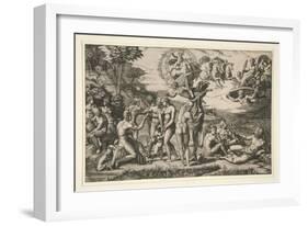 The Judgment of Paris, after Raphael, c.1510-20-Marcantonio Raimondi-Framed Giclee Print