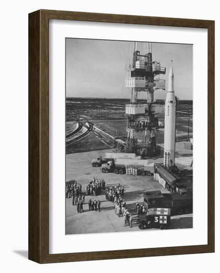 The Juno Ii Rocket Being Prepared for it's Moon Launch-null-Framed Photographic Print