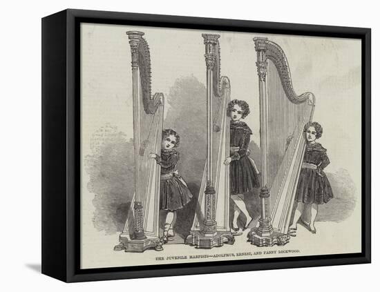 The Juvenile Harpists, Adolphus, Ernest, and Fanny Lockwood-null-Framed Stretched Canvas