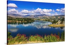 The Kawarau river and town of Cromwell, Central Otago, South Island, New Zealand-Russ Bishop-Stretched Canvas