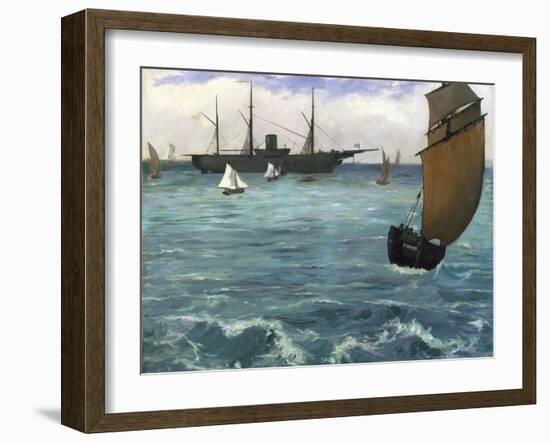 The 'Kearsarge' at Boulogne-Edouard Manet-Framed Premium Giclee Print