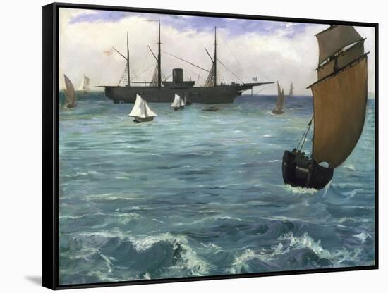 The 'Kearsarge' at Boulogne-Edouard Manet-Framed Stretched Canvas