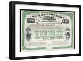 The Kentucky and Great Eastern Railway Company Gold Bond Share Certificate-null-Framed Art Print