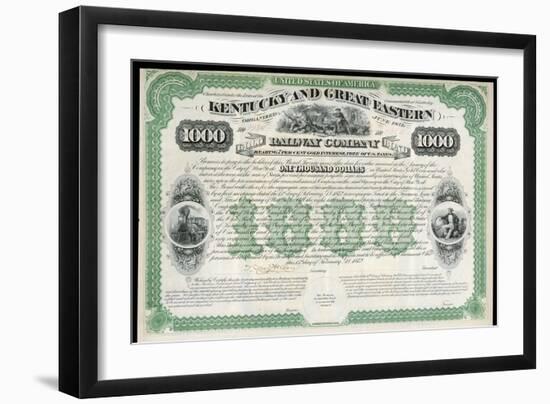 The Kentucky and Great Eastern Railway Company Gold Bond Share Certificate-null-Framed Art Print