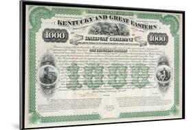 The Kentucky and Great Eastern Railway Company Gold Bond Share Certificate-null-Mounted Art Print